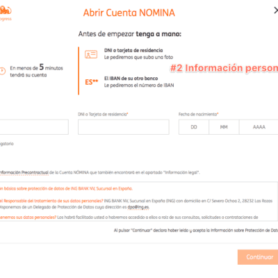 Abrir una cuenta con ING paso 2