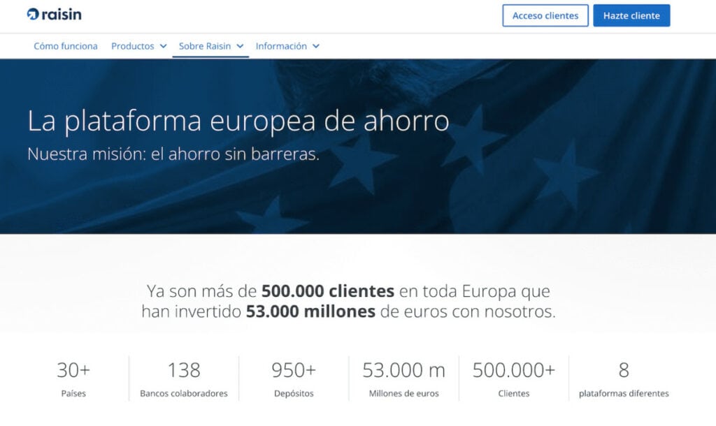 Plataforma de inversión en cuentas y depósitos Raisin