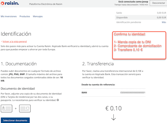 Registrarse con Raisin