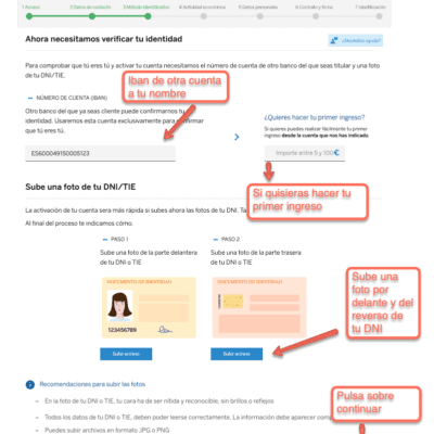 Abrir una cuenta con el BBVA paso 3