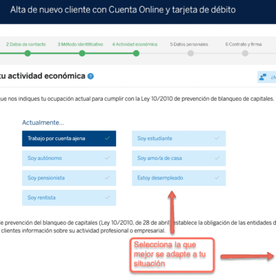 Abrir una cuenta con el BBVA paso 2