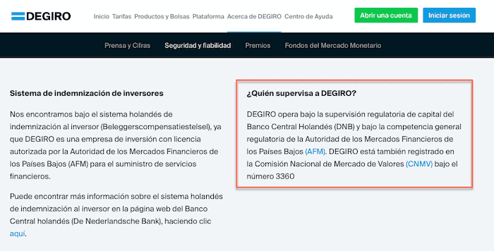 Regulación en DEGIRO