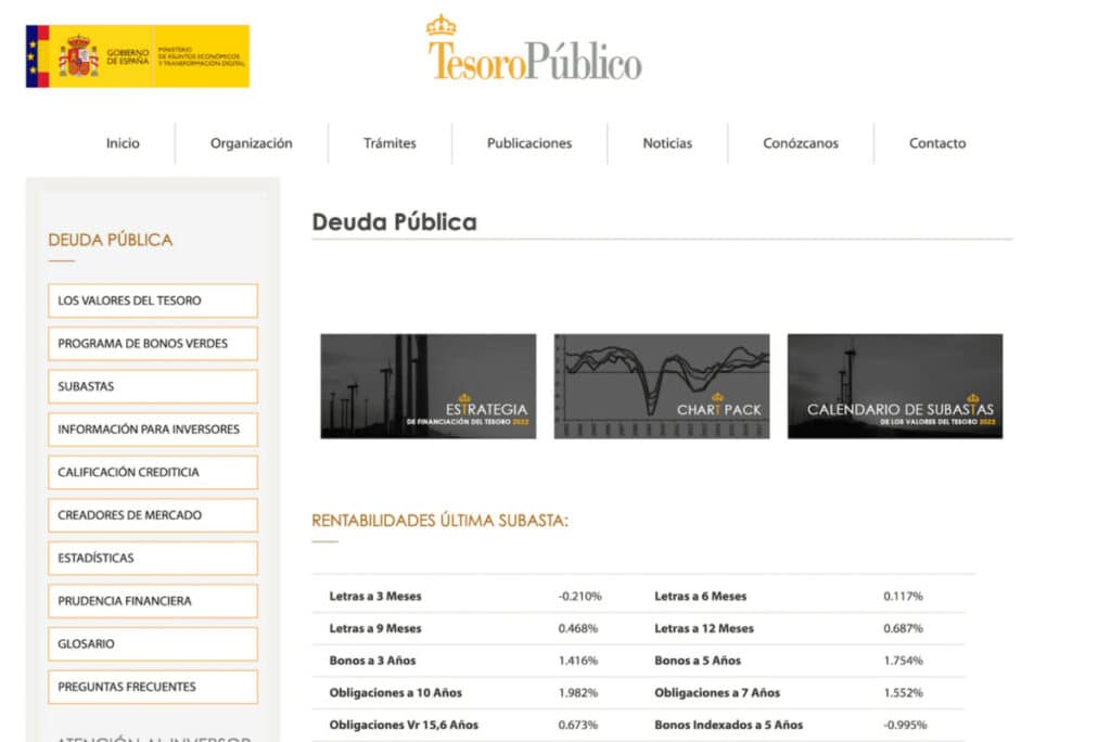 Página web del Tesoro del Reino de España