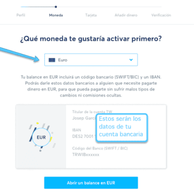 Abrir cuenta con Wise paso 4