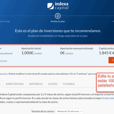 Indexa Capital abrir ua cuenta paso 5