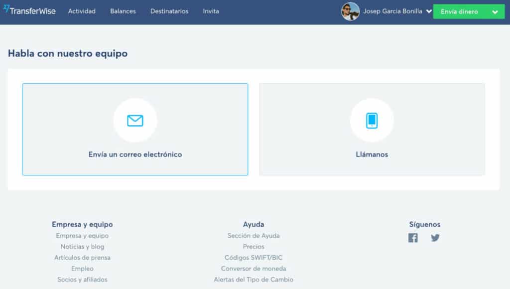 Cómo contactar con Wise