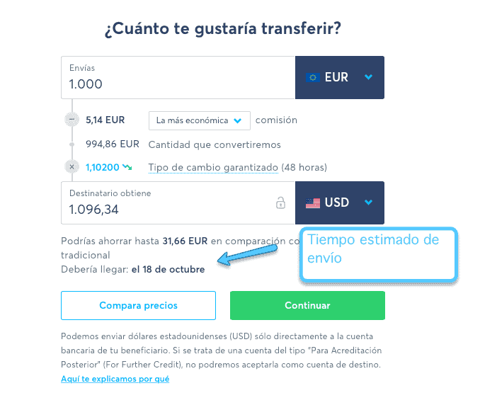 Envío de dinero con Wise