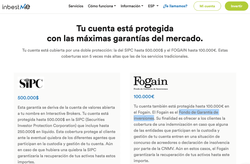 La seguridad de inbestMe