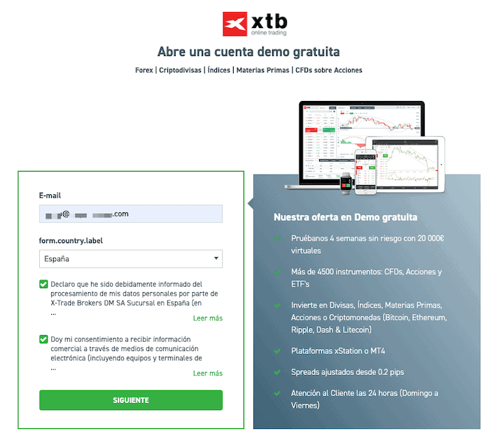 Abrir una cuenta con XTB