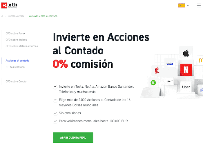 Invertir con acciones reales con XTB