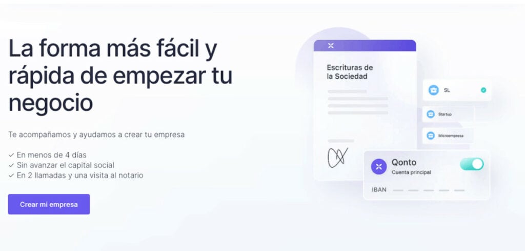 El servicio de creación de empresas de Qonto
