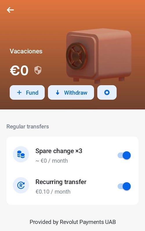Las huchas de Revolut para ahorrar