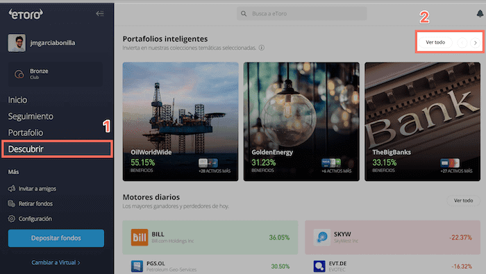 Encuentra Portfolios Inteligentes en eToro