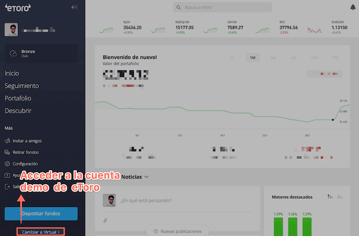 Acceder a la cuenta demo de eToro