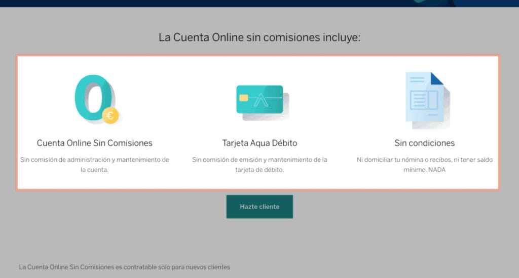 Cuenta sin nómina del BBVA