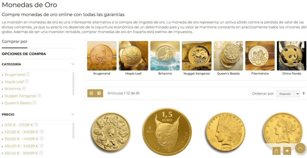 Invertir en monedas de oro
