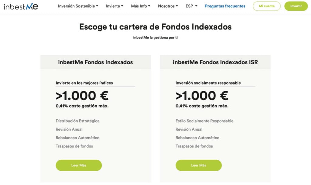 inbestMe carteras de fondos indexados y fondos indexados ISR