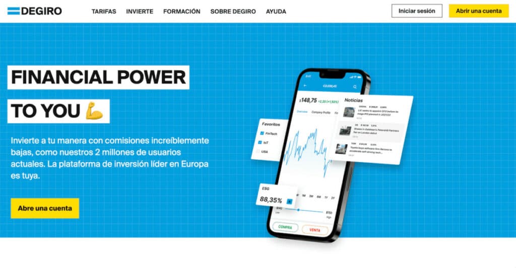 Página web de DEGIRO