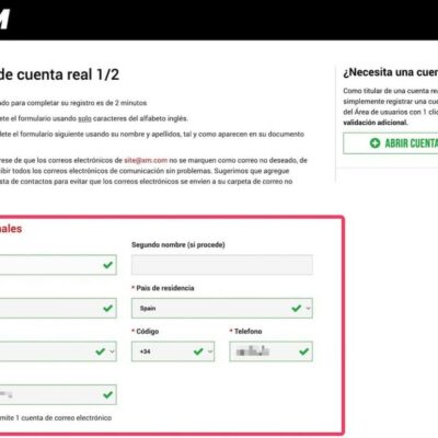 XM apertura de cuenta paso 2