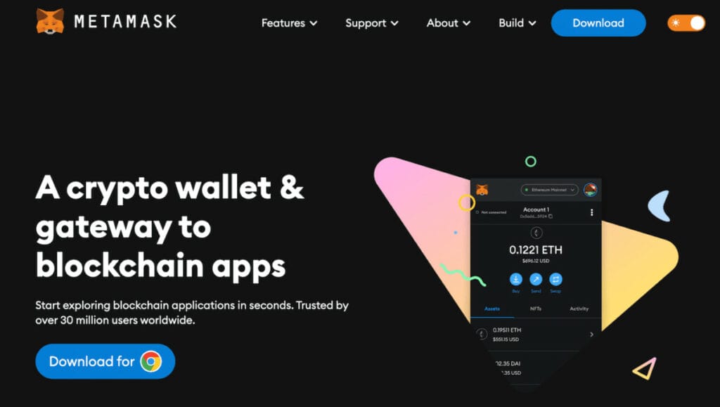 Ejemplo de hot wallet MetaMask