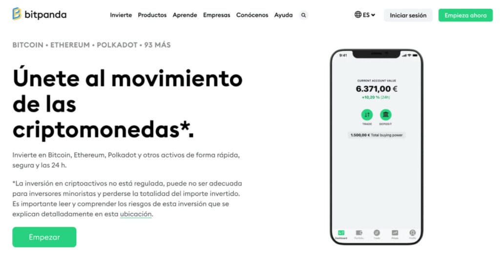 Plataforma de compra de criptomonedas de Bitpanda
