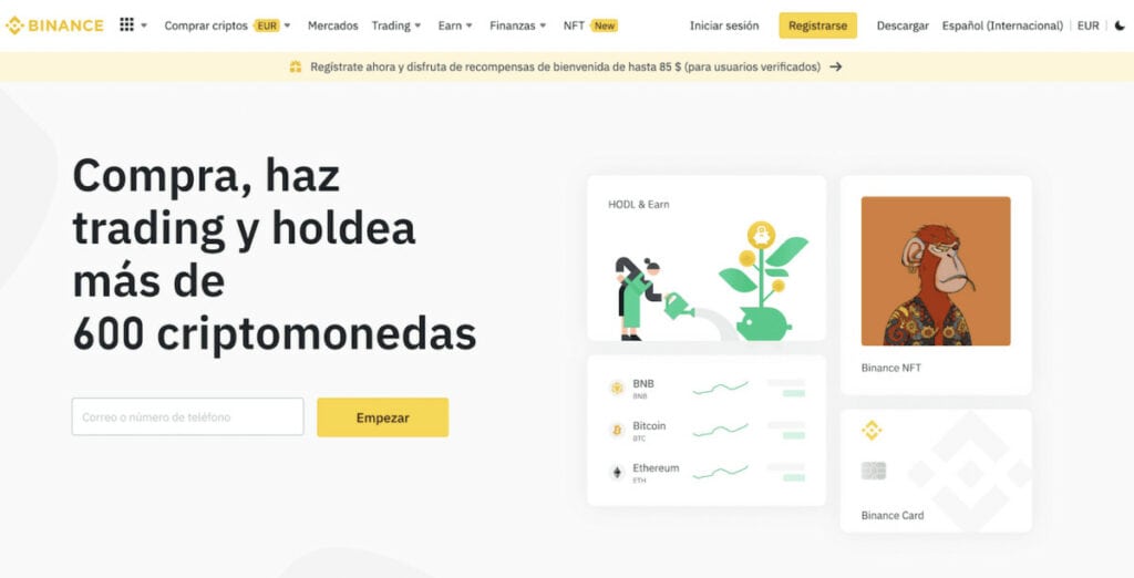 Plataforma de inversión en criptomonedas de Binance