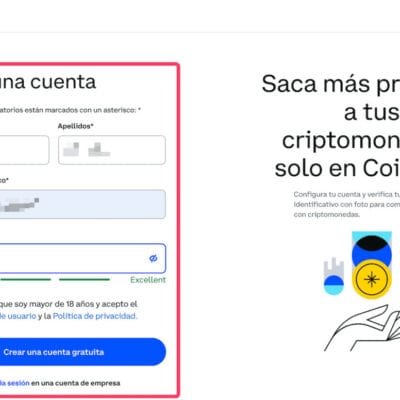 Abrir cuenta con Coinbase paso 2