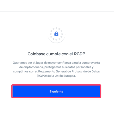 Abrir cuenta con Coinbase paso 3