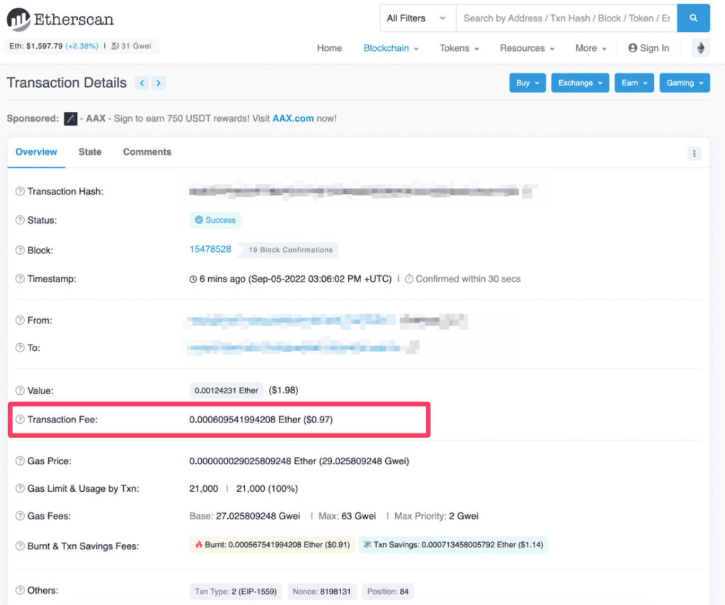 Ejemplo de comisión con Coinbase
