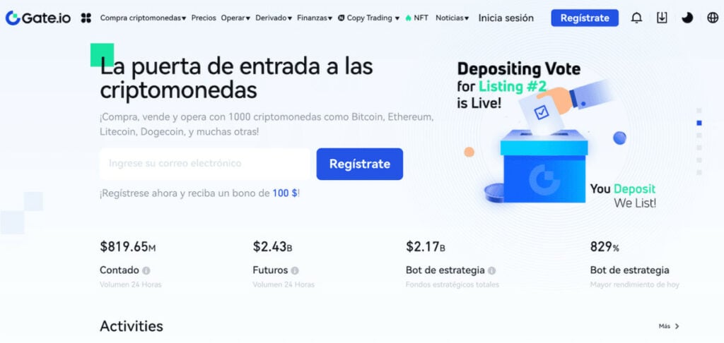 Plataforma de criptomonedas de Gate.io