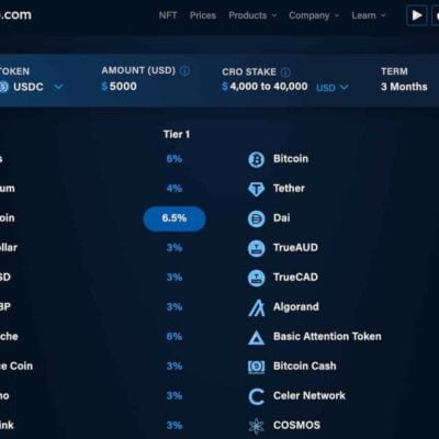 Opciones de staking en Crypto.com.