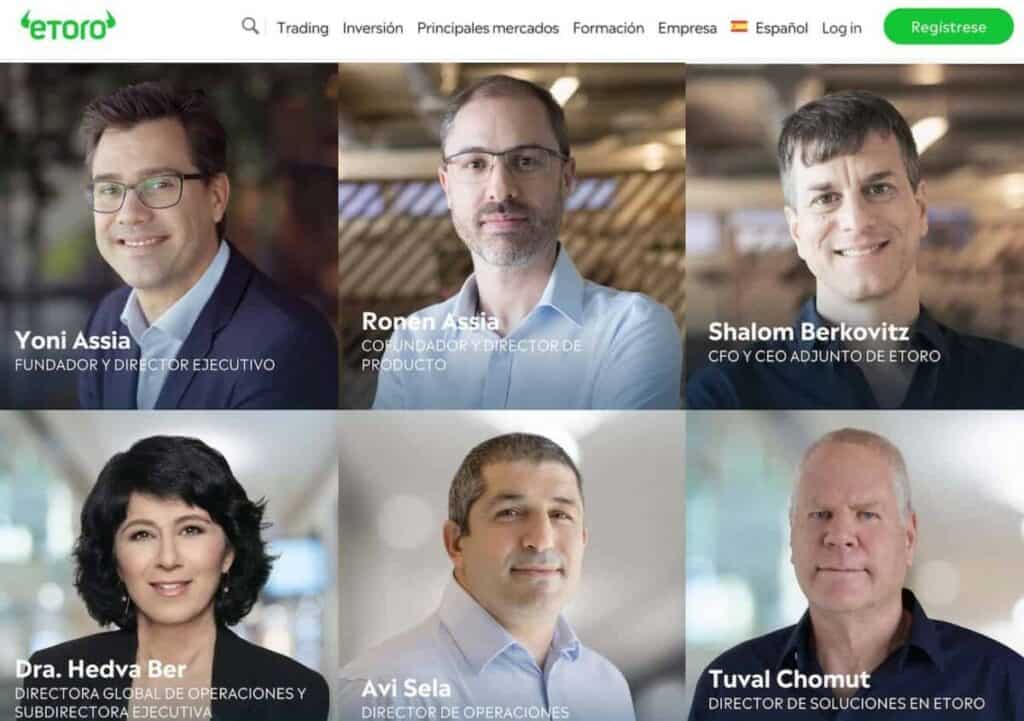 El equipo directivo de eToro