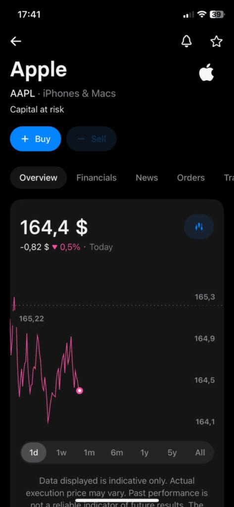 Adquiriendo fracciones de acciones de Apple a través de Revolut
