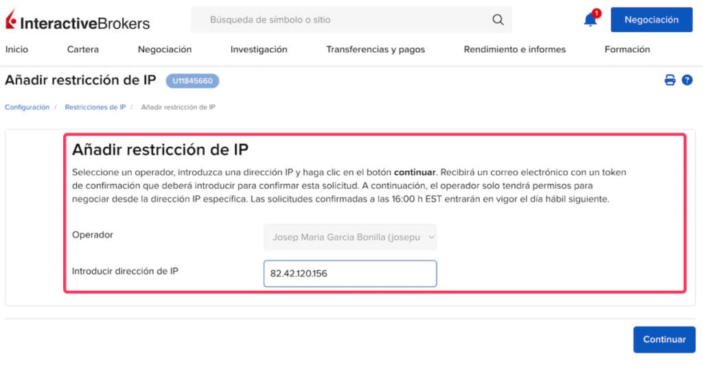 Restricciones de Interactive Brokers