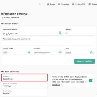 Puedes ver mi cuenta real con N26