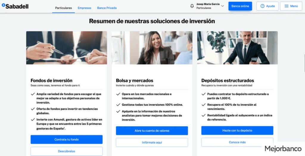 Productos de inversión disponibles en el Banco Sabadell