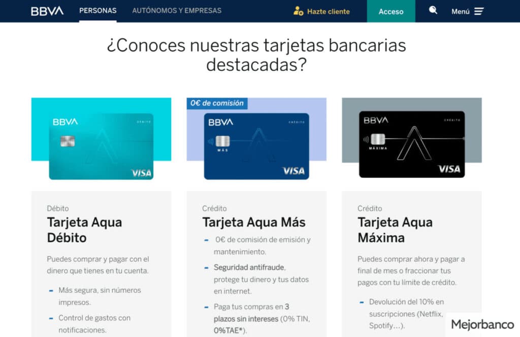 Tarjetas del BBVA
