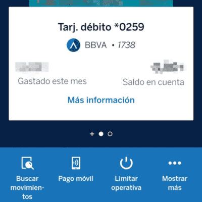 BBVA, manejo de tarjetas desde su app