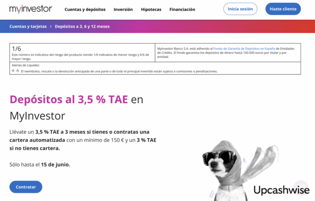 Depósito bancario de MyInvestor