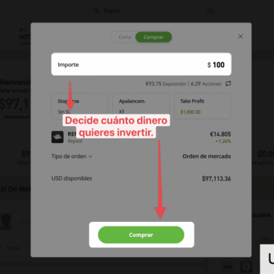 Decide cuánto invertir en eToro