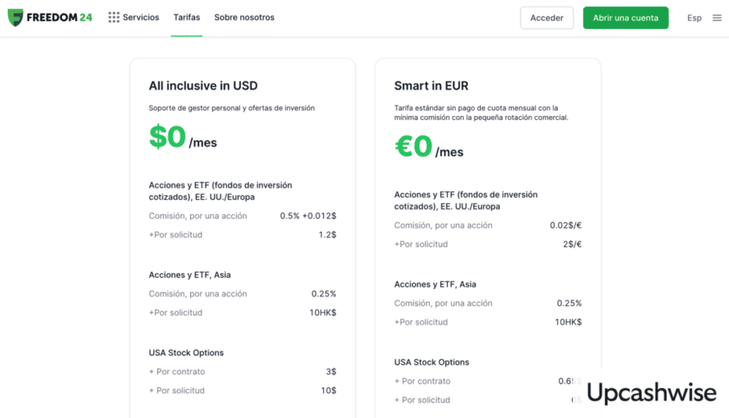 Freedom24 tipos de cuenta